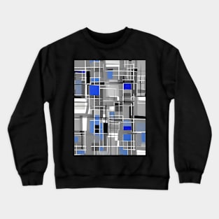 Blue Gray Black And White Abstract Rectangles Crewneck Sweatshirt